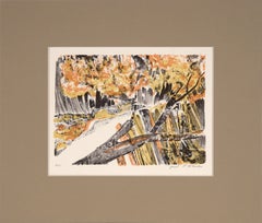 Árboles de otoño de cerca - xilografía sobre papel nº 12/15