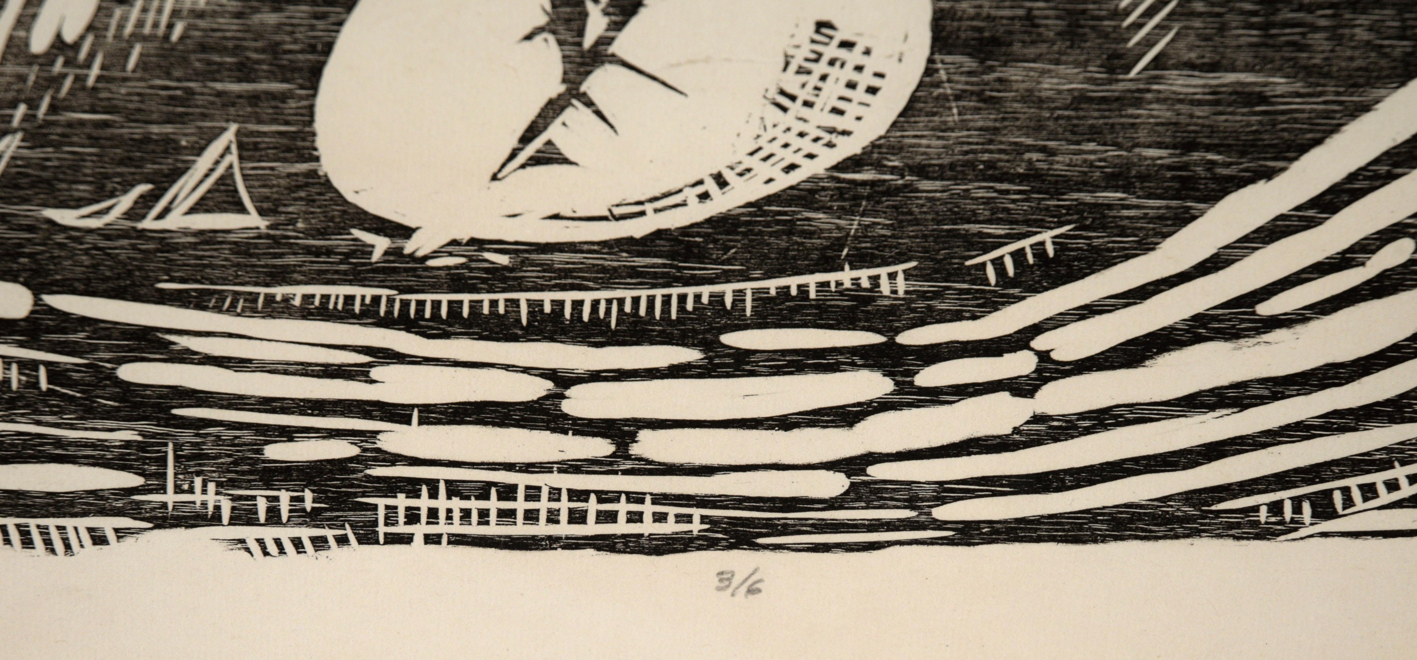 Birds in a Nest - Woodblock Print on Paper #3/6 For Sale 4