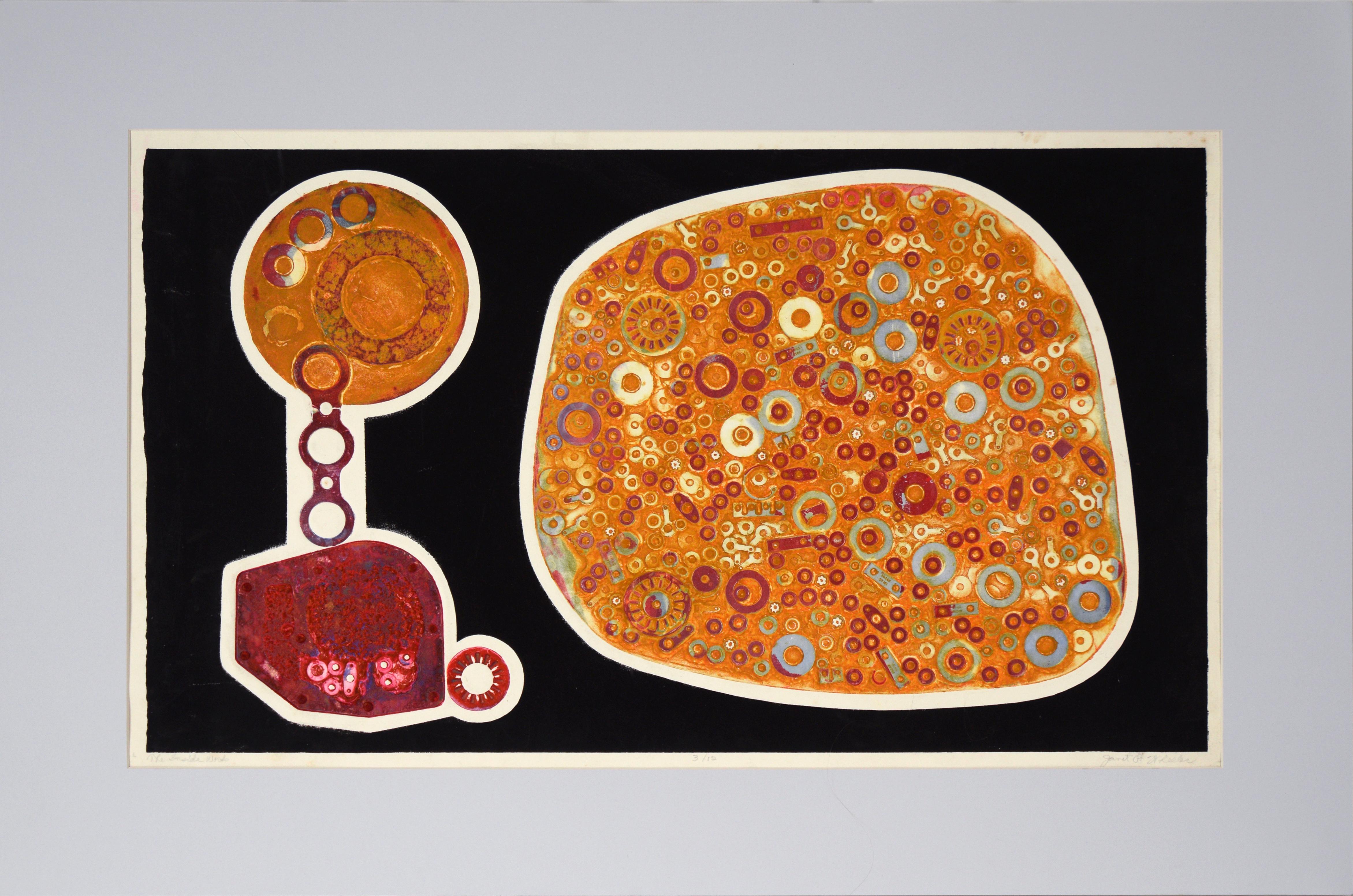 Janet P Wheeler Abstract Print - "The Inside Words" - Textured Lithograph on Paper #3/12