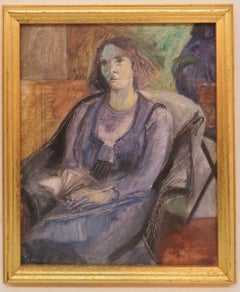 Retro Original Scottish Modernist Oil Painting c.1965 - PORTRAIT OF A LADY 
