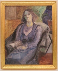 Originales schottisches modernistisches Ölgemälde, ca. 1965 – PORTRAIT OF A LADY