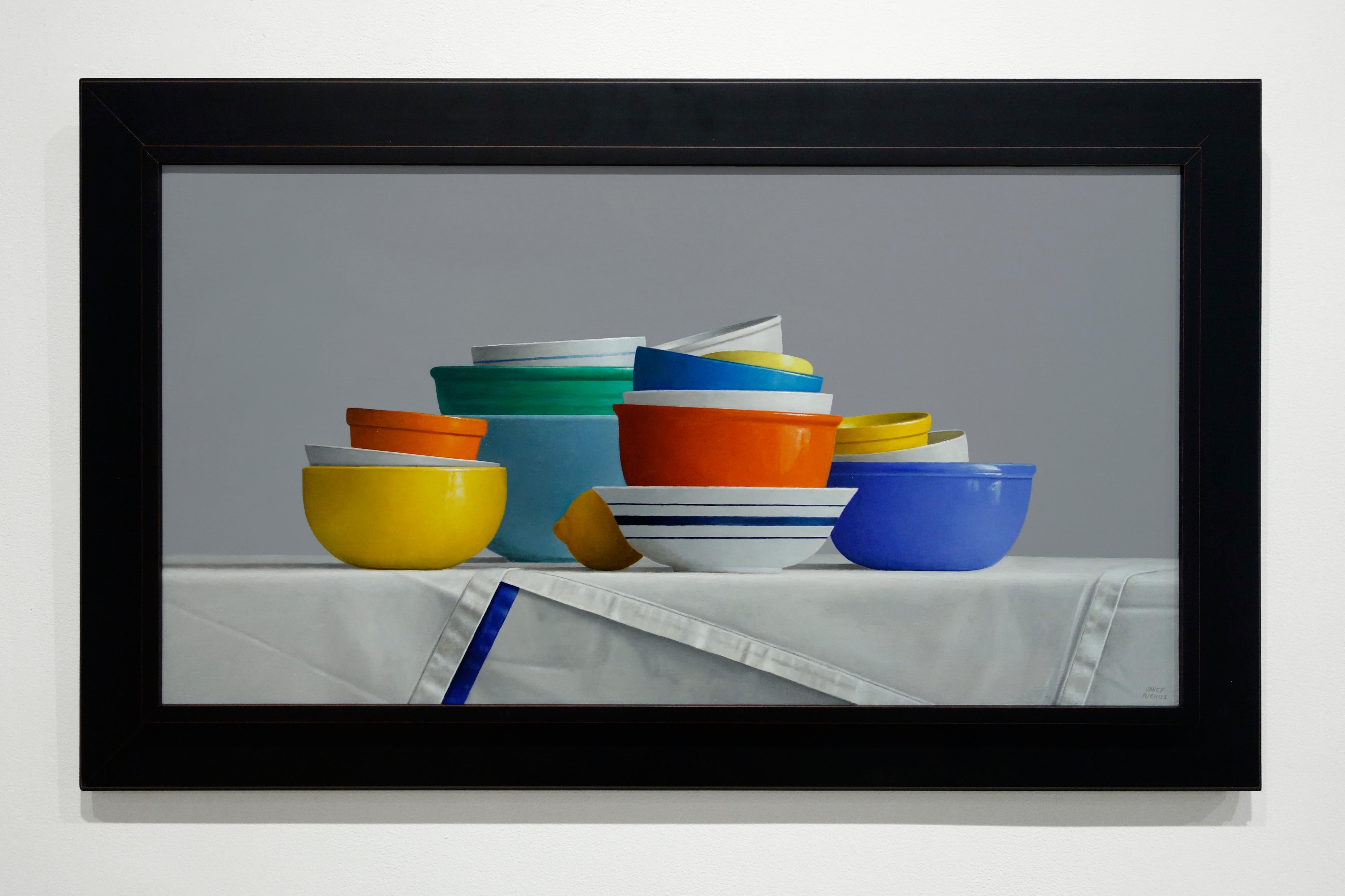 Stacked Bowls - Painting by Janet Rickus