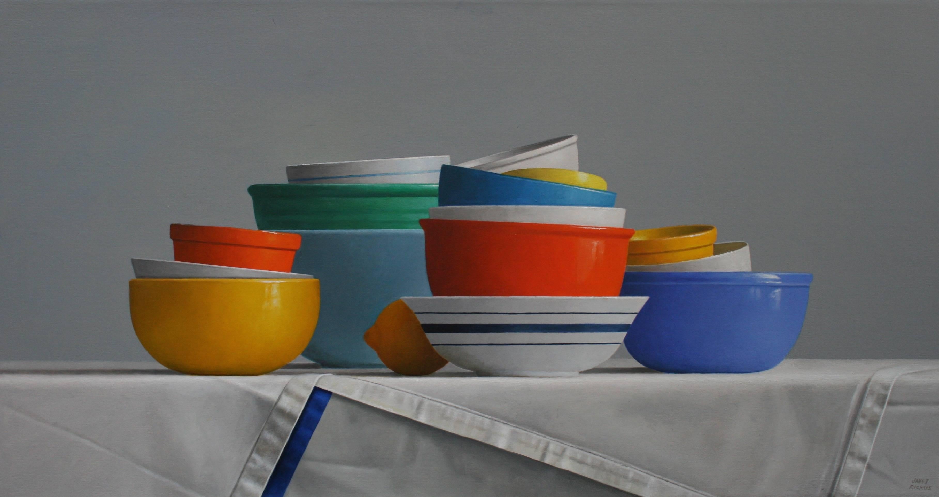 Janet Rickus Still-Life Painting - Stacked Bowls