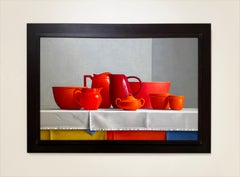 Nature morte au pelage rouge, huile sur toile, réalisme, encadrée, 20x30