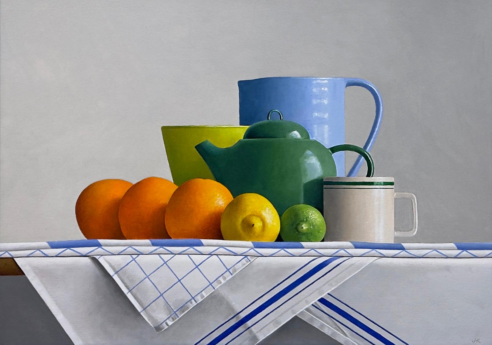 Still-Life Painting de Janet Rickus - VIDA FIJA CON CITRUS - Fruta / Bodegón de cocina / Colorido / Realismo