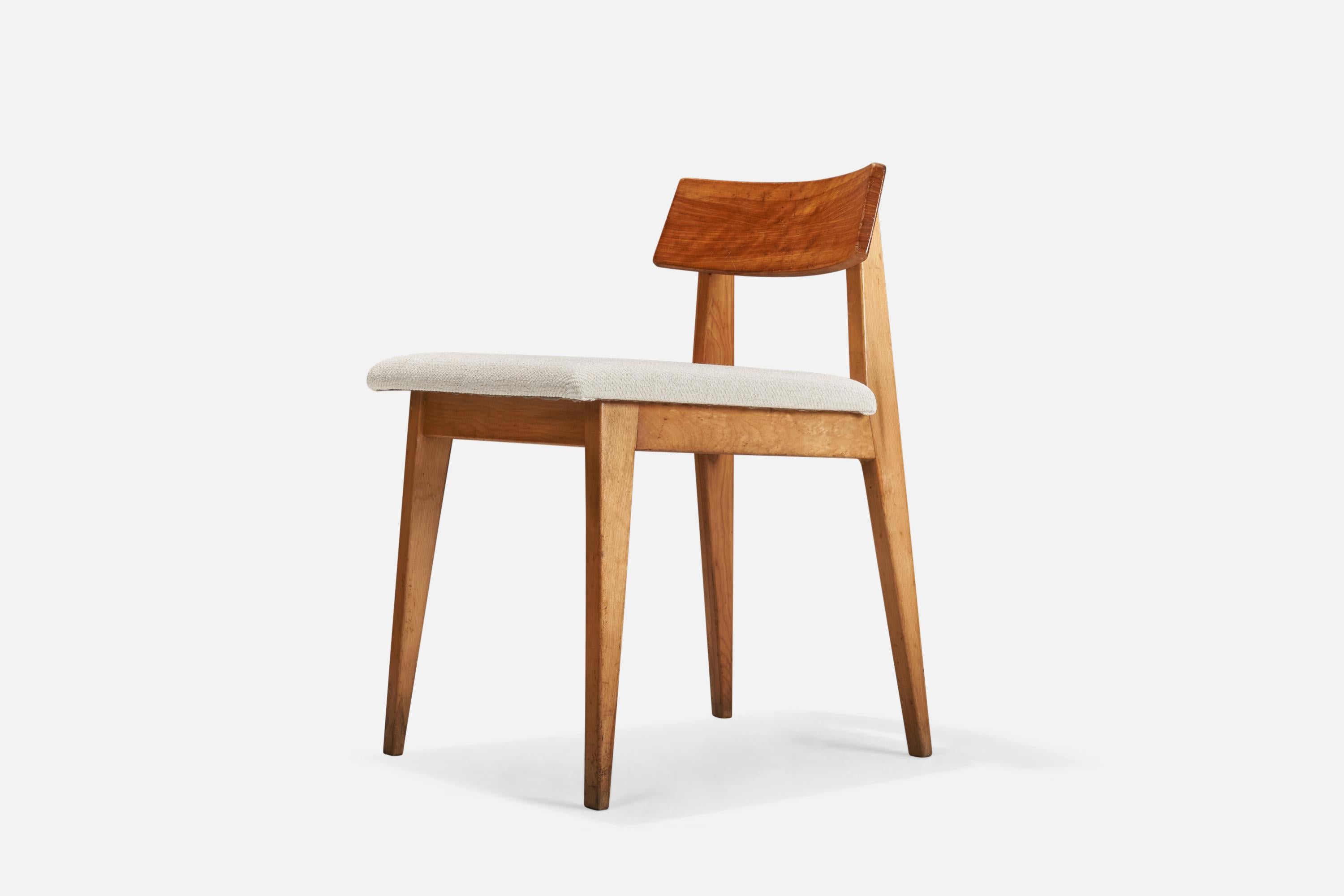 Mid-Century Modern Janet Rosenblum, Side Chair, Wood, Fabric, USA, 1950s For Sale