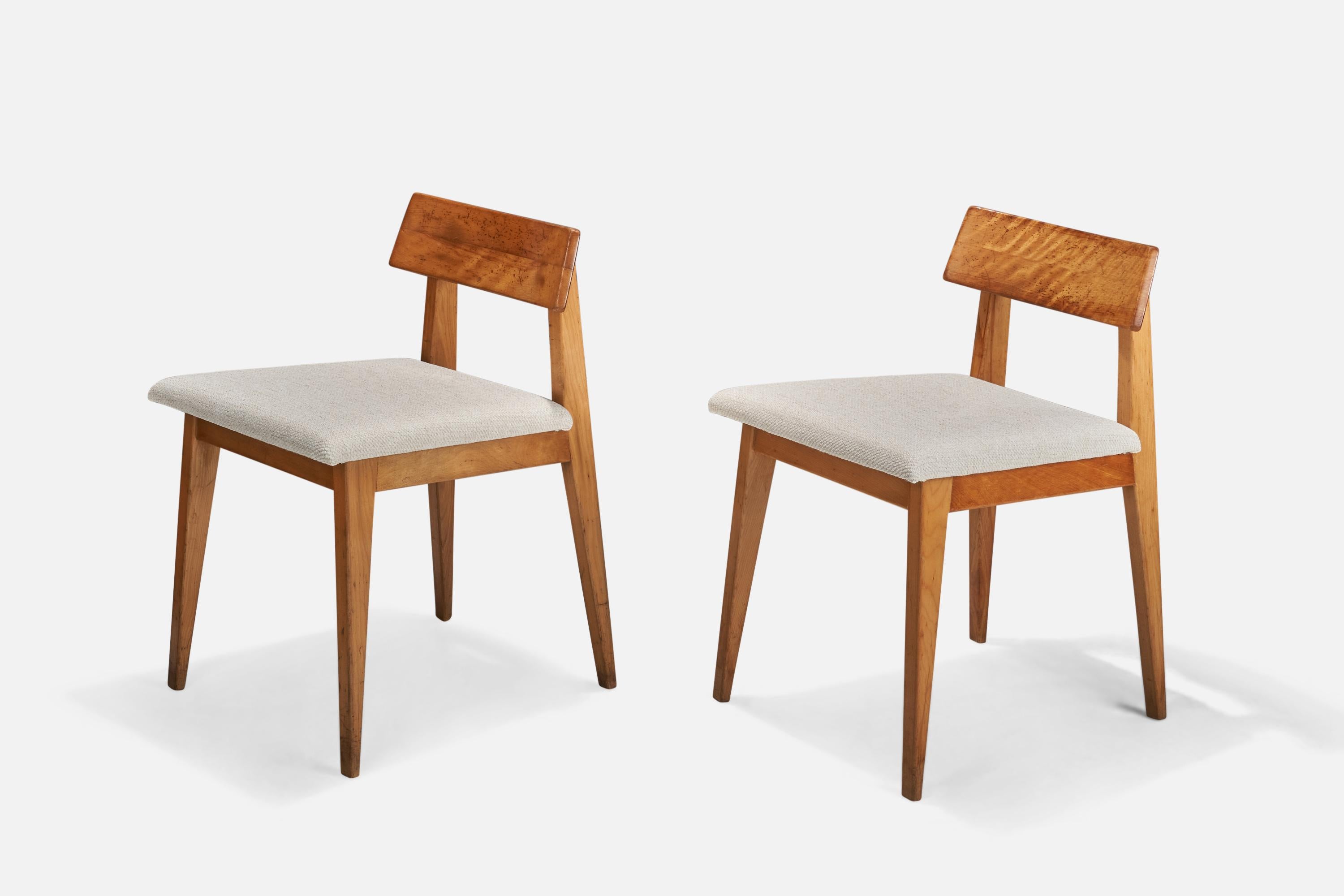 Mid-Century Modern Janet Rosenblum, Side Chairs, Wood, Fabric, USA, 1950s For Sale