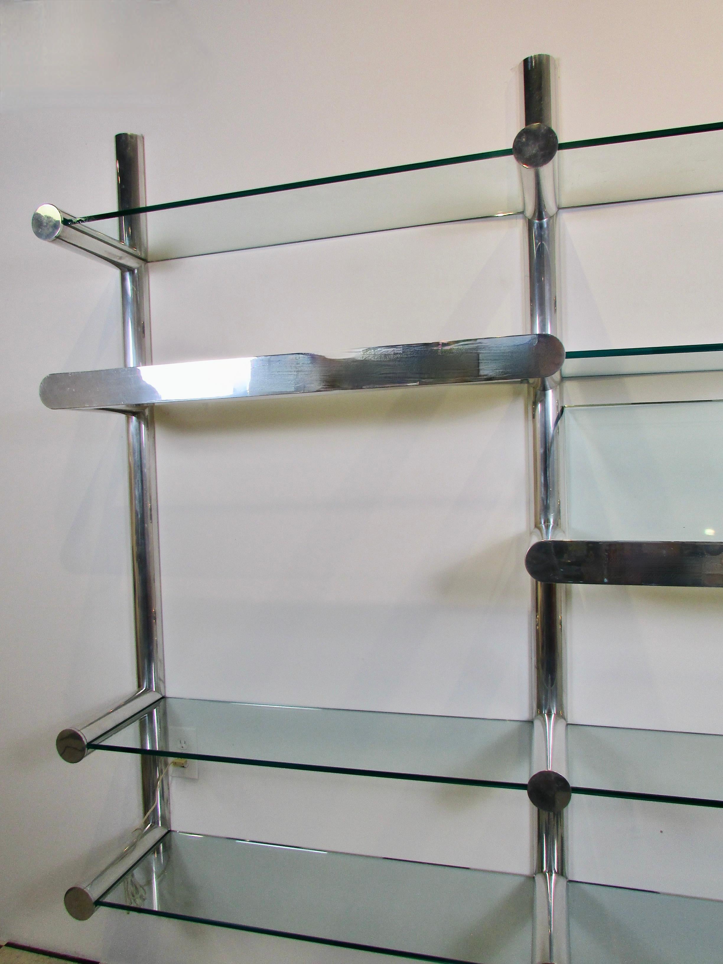 20th Century Janet Schweitzer for Pace Polished Aluminum Orba Wall Mount Shelving System For Sale