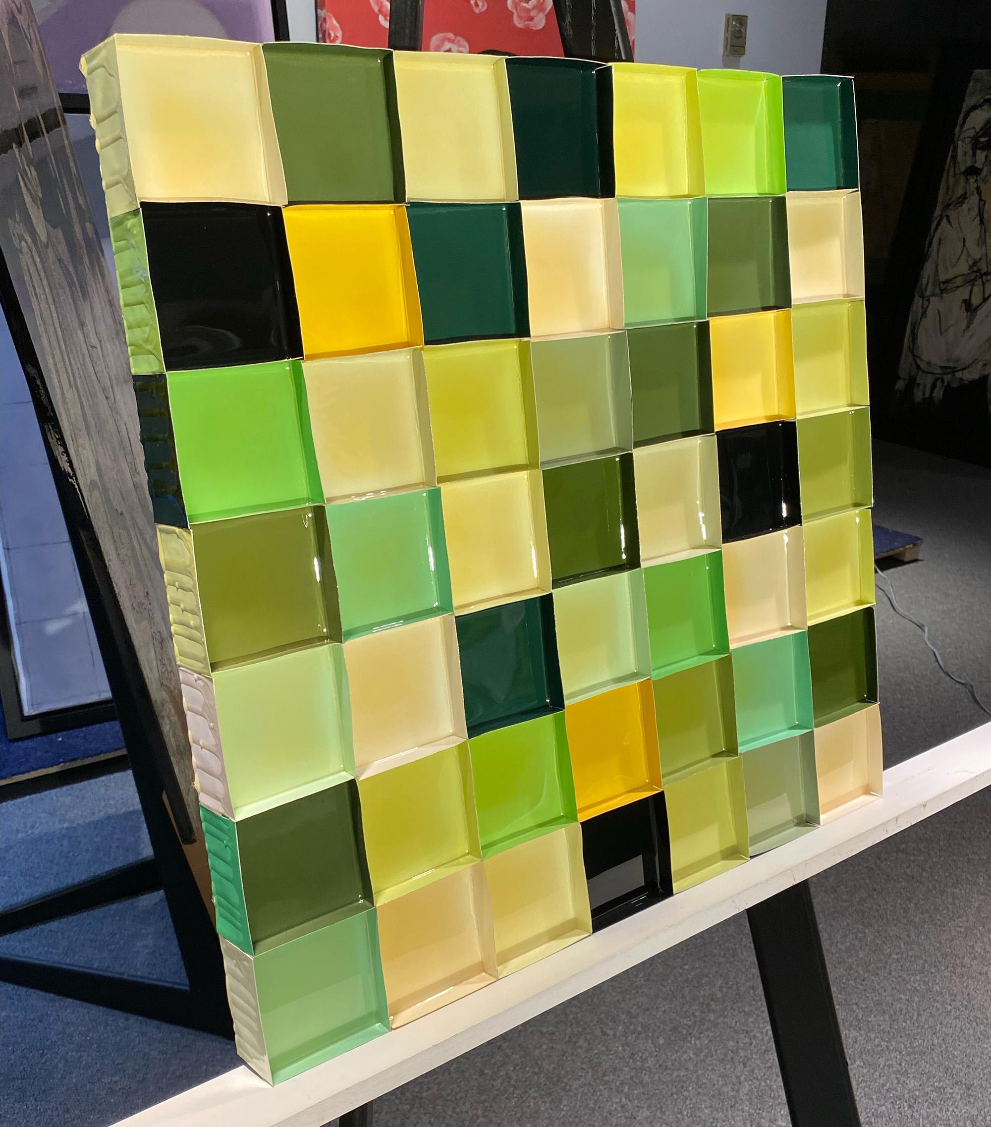 'Green Sevens' Geometric Wall Art For Sale 1