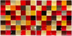 'Red Diptych' Geometric Wall Art