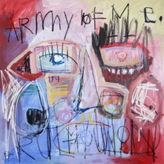 « Army of Me », peinture abstraite sur toile - Techniques mixtes - Figuratif