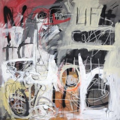 Abstraktes Gemälde „Esche, Blut und Feuer“ Abstrakt, Mischtechnik, figuratives Gemälde auf Leinwand