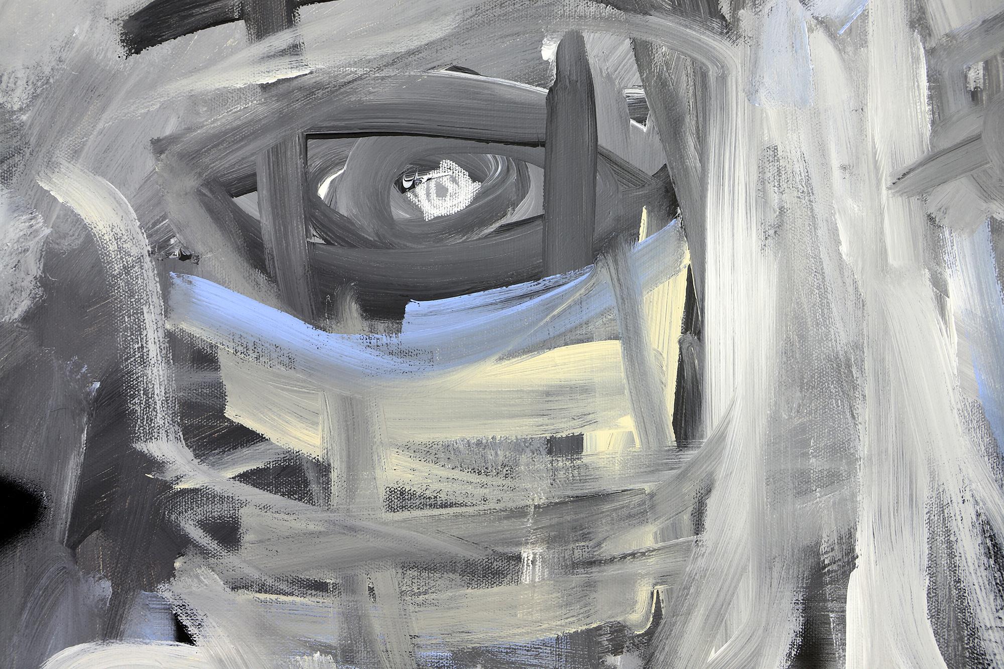 Abstraktes Gemälde „Man Smoking“ aus Mischtechnik, figuratives Gemälde auf Leinwand (Zeitgenössisch), Painting, von Grégoire Devin