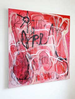 'Southern Sun' Abstract, Mixed Media, Figurative Painting on Canvas