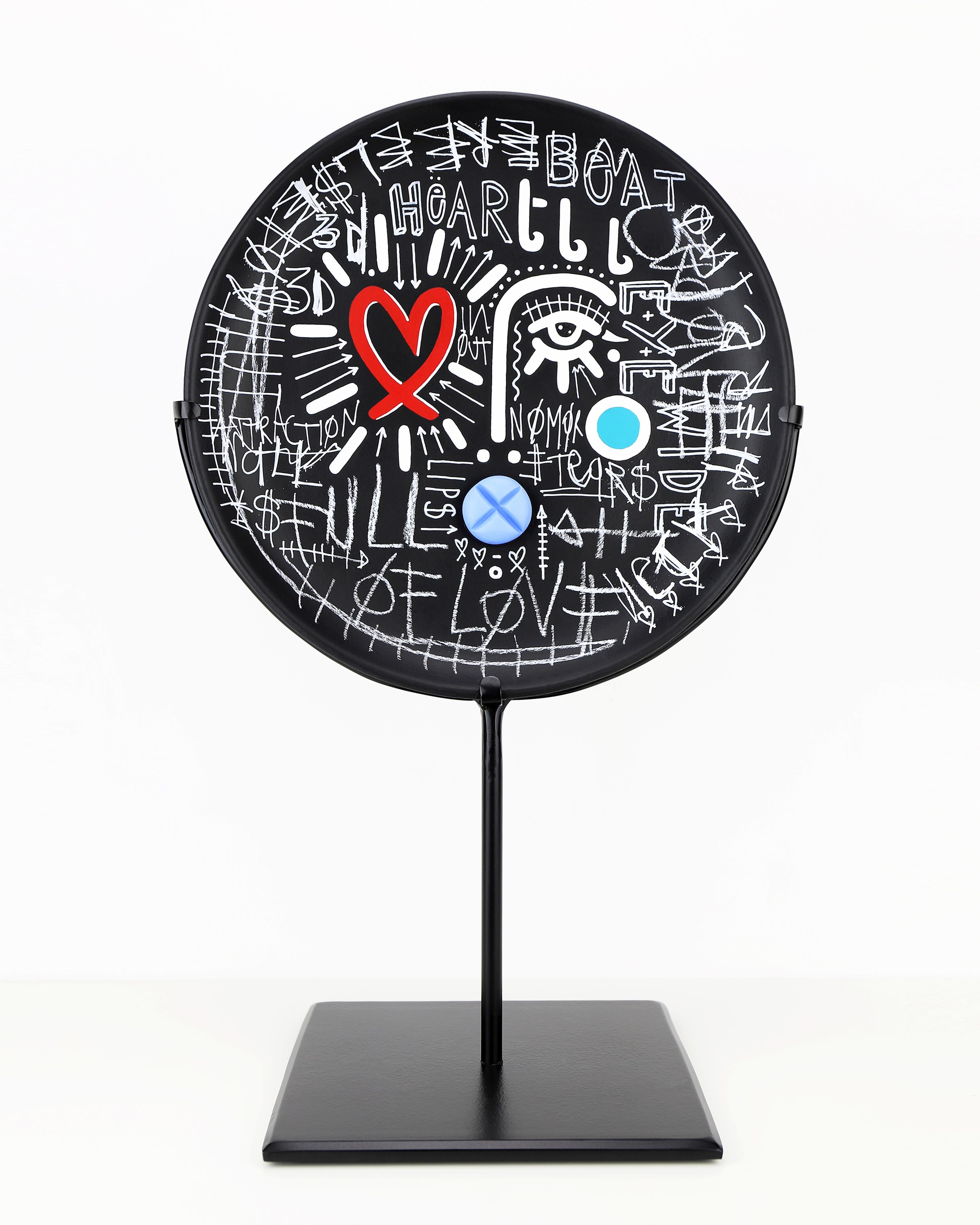 Grégoire Devin Figurative Sculpture - 'All is Full of Love' Abstract, Figurative Paint on Ceramic Plate