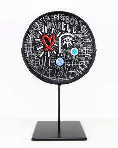 Abstrakte, figurative Farbe „Alles ist voller Liebe“ auf Keramikplatte