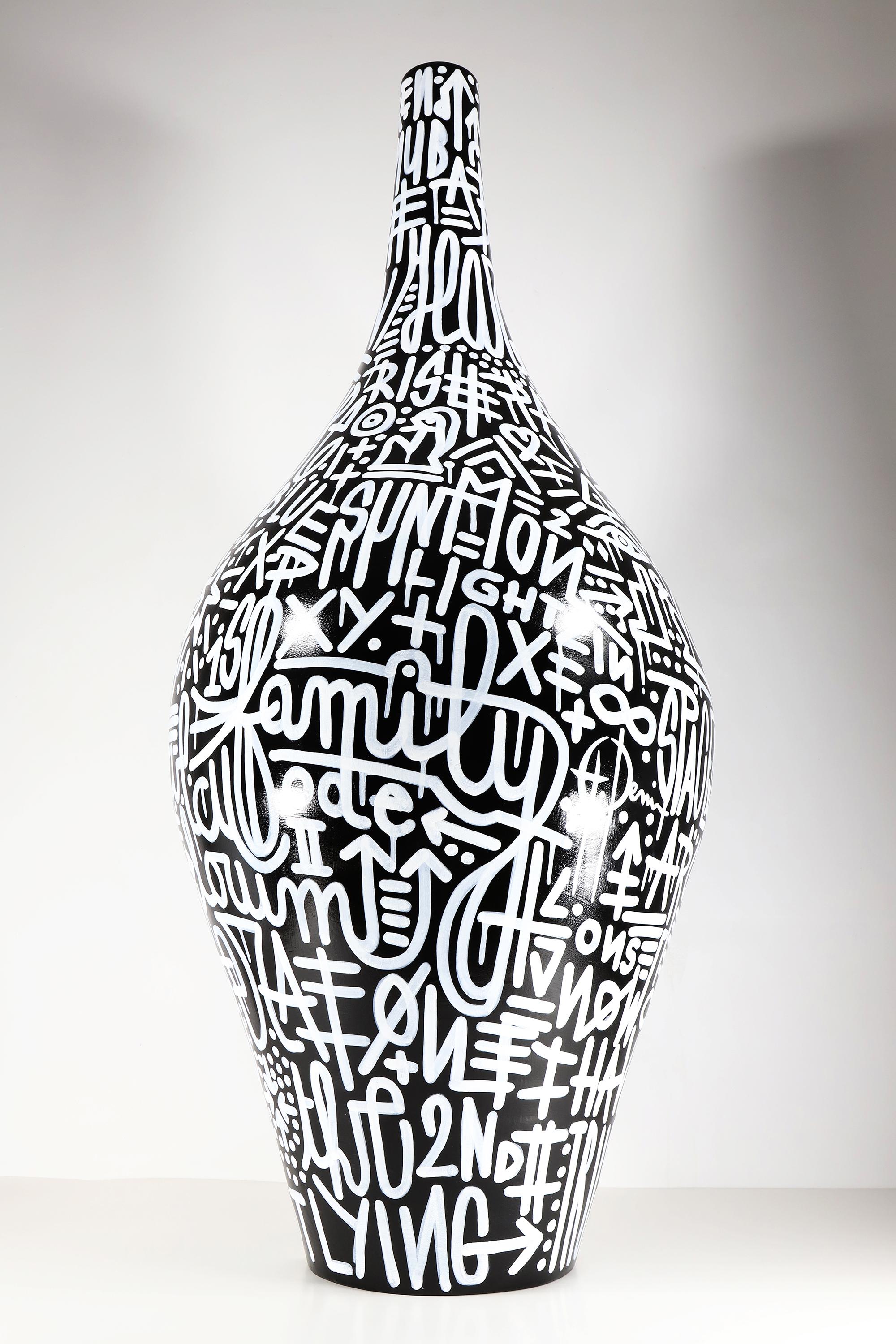 Grégoire Devin Abstract Sculpture - 'Infinity' Acrylic Painted Lettering on Ceramic Sculpture