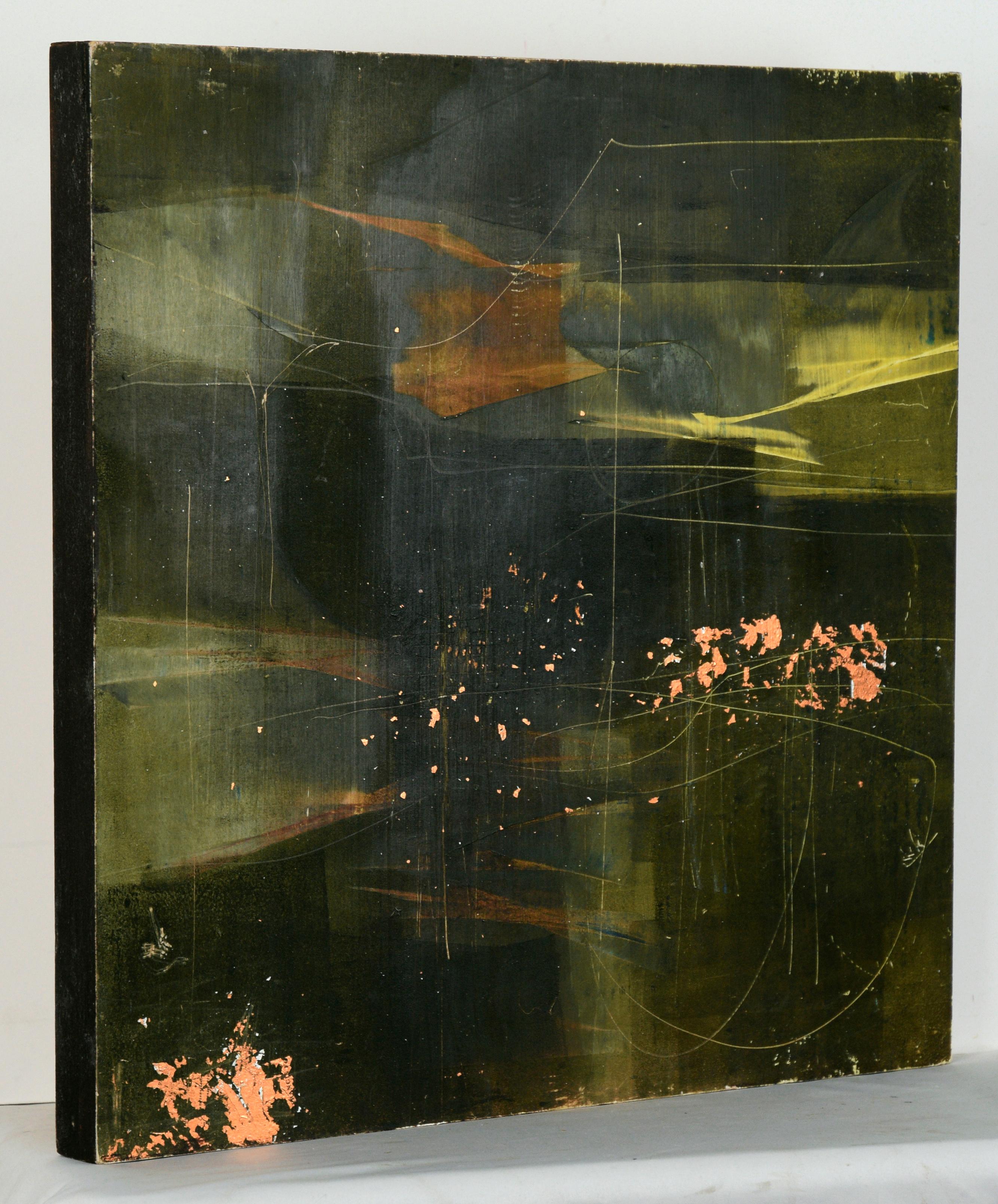 Composition abstraite River 2 en acrylique et feuille d'or sur panneau de bois en vente 5