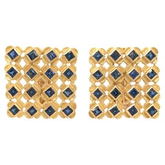 Janet Yaseen Gold and Sapphire Earrings
