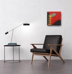 Première enseigne n°1 - œuvre d'art originale rouge, géométrique et organique, technique mixte abstraite