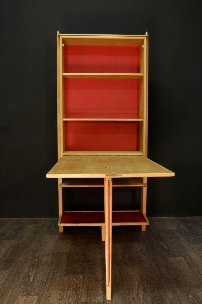 Janette Laverrière and Maurice Pré, Bureau in Blond Oak and Skai, circa 1958 For Sale 3