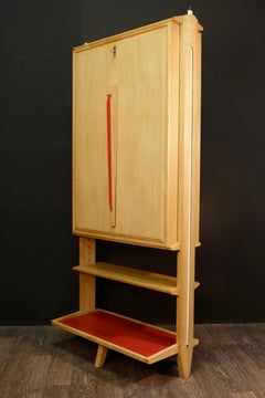 Janette Laverrière und Maurice Pré, Bureau in Eiche Blond und Skai, um 1958