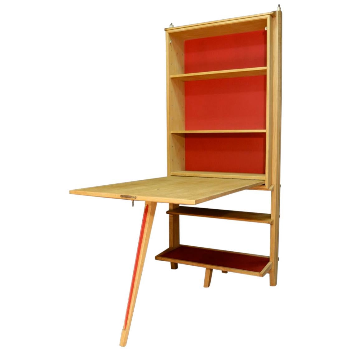 Janette Laverrière and Maurice Pré, Bureau in Blond Oak and Skai, circa 1958 For Sale