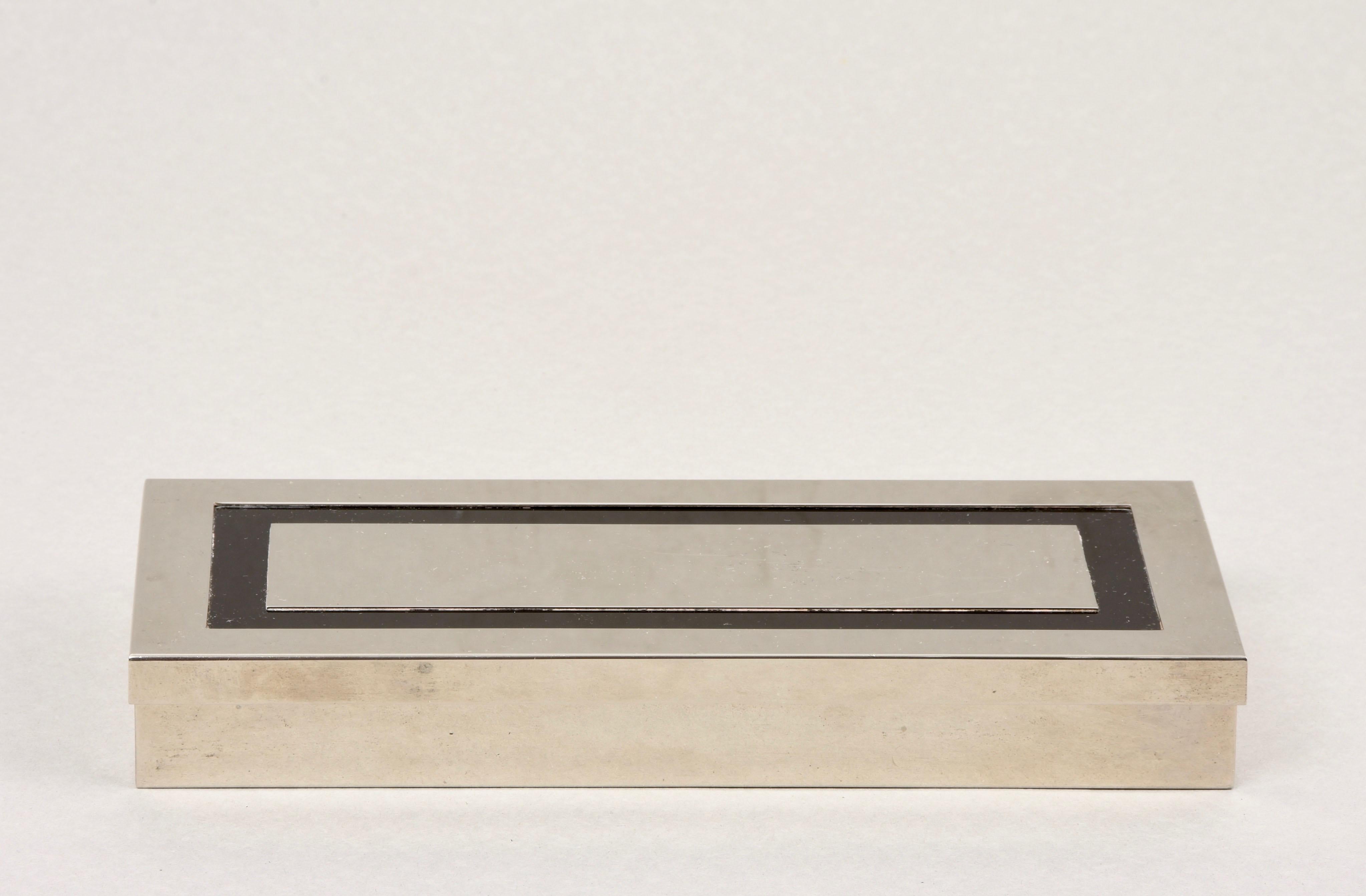 Caja decorativa italiana de plata y cristal Janetti Firenze de Liwan, años 70 en venta 1