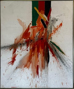 Grande peinture gestuelle expressionniste abstraite Janey Washburn, 1961