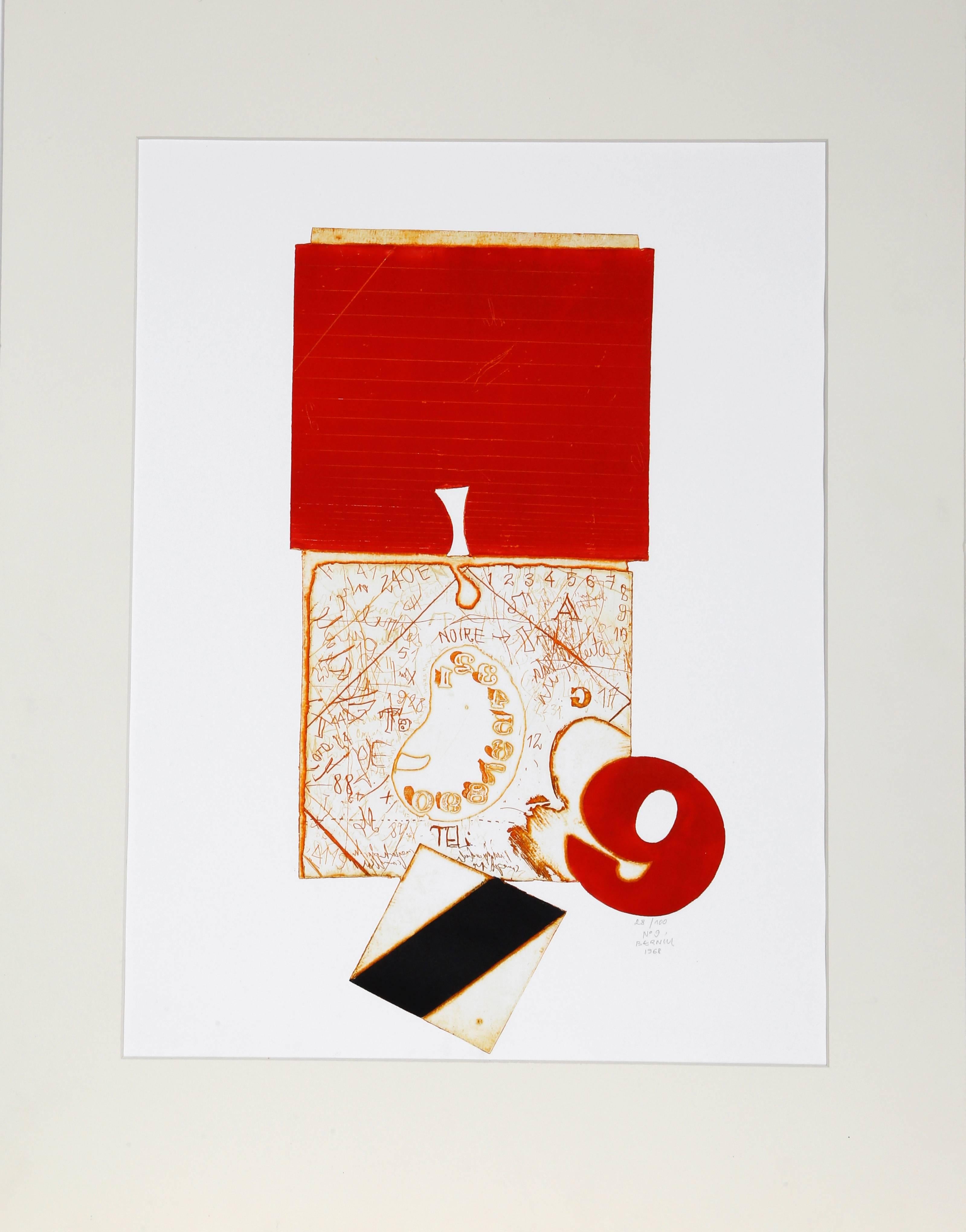 Artist: Janez Bernik, Yugoslavian (1933 - )
Title: No. 9
Year: 1968
Medium: Etching, signed and numbered in pencil
Edition: 28/100
Image Size: 18.5 x 9.5 inches
Size: 21.5 x 17 in. (54.61 x 43.18 cm)