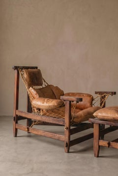 Jangada Armchair by Jean Gillon, Noble Wood and Leather, Brazil, 1968