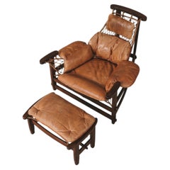 Jangada Armchair by Jean Gillon, Noble Wood and Leather, Brazil, 1968