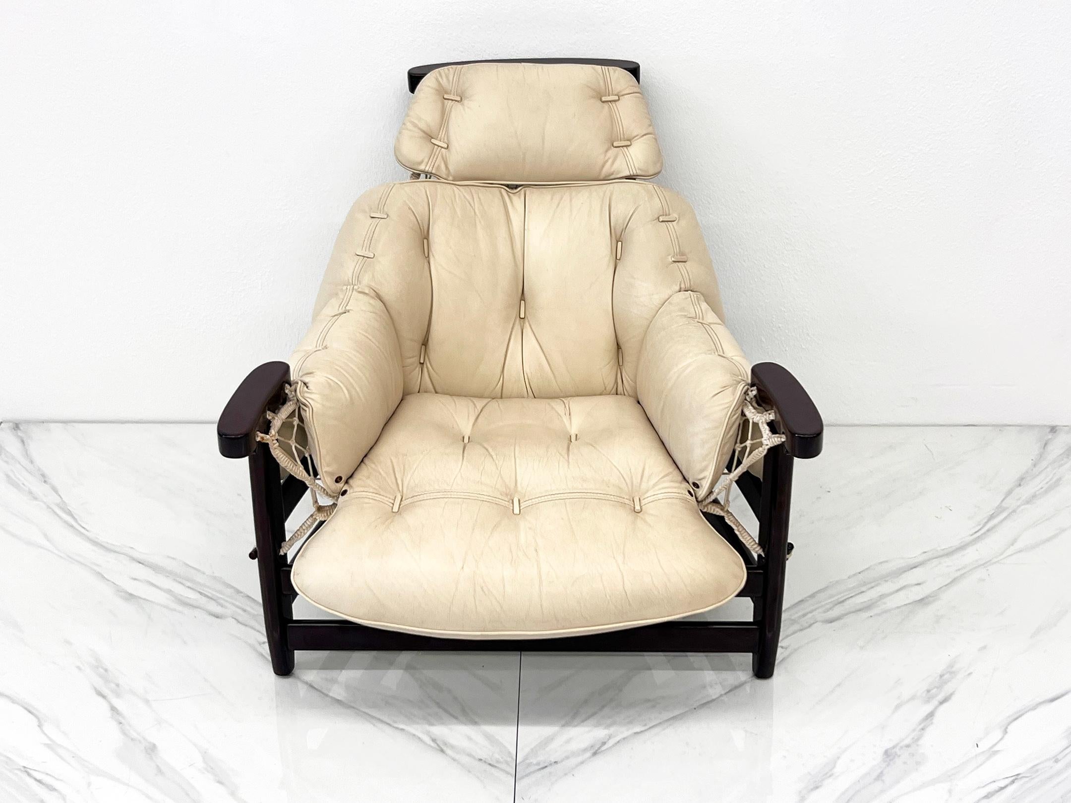 Leather Jangada Chair by Jean Gillon, 1960's, Brazilian Modern For Sale