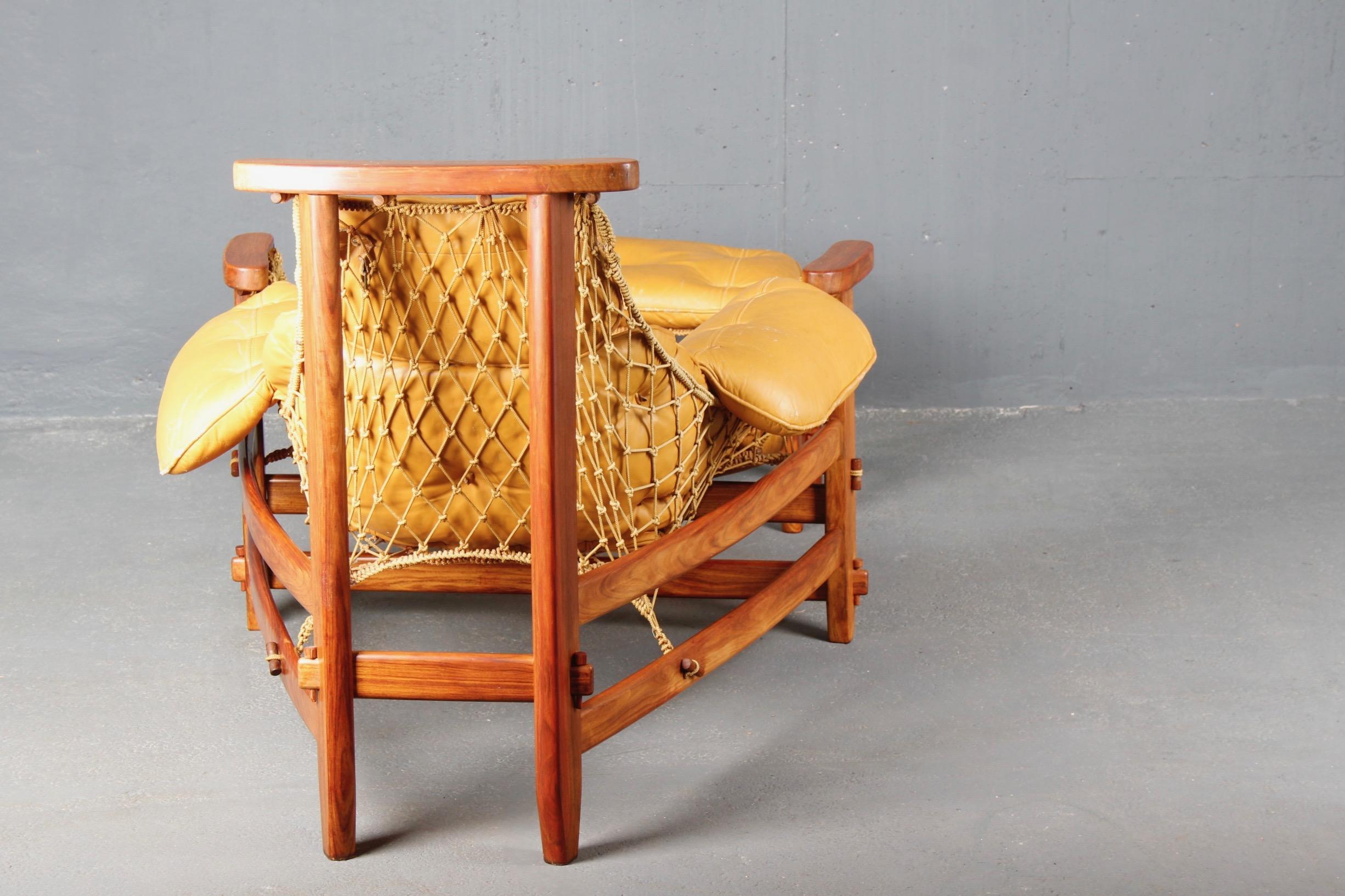 Mid-20th Century Jangada Jacaranda Lounge Chair, Ottoman, Jean Gillon Italma Wood Art Brazil 1968