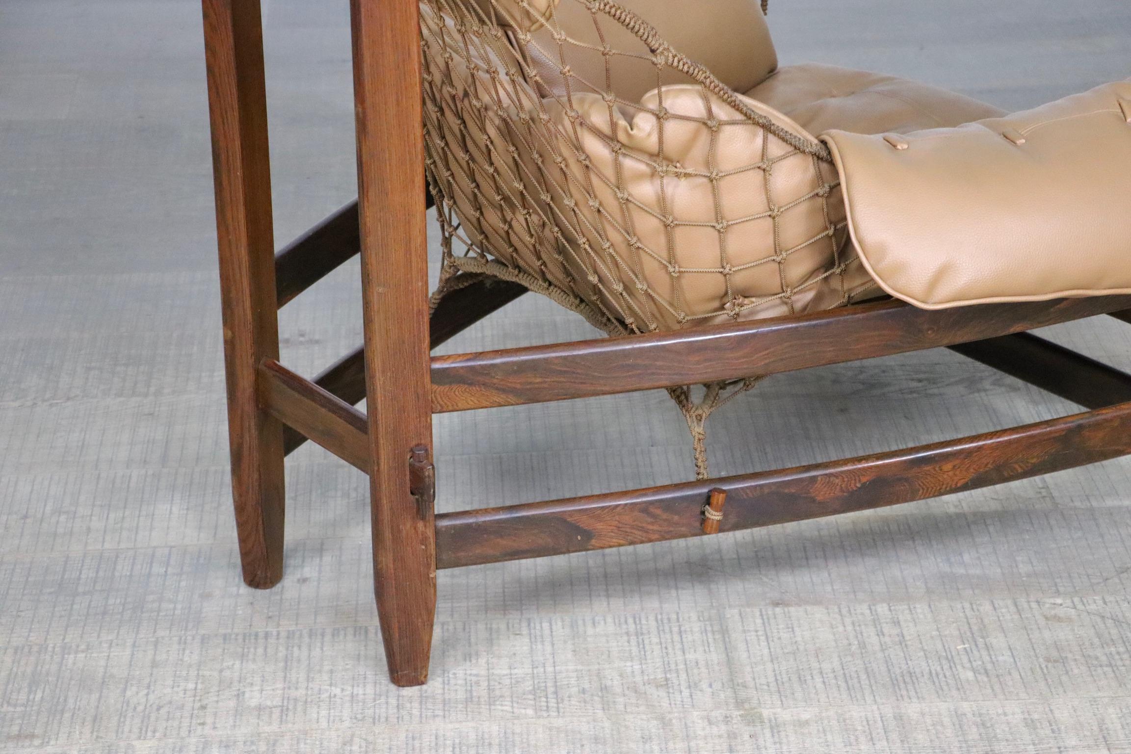 Jangada Lounge Chair in tan leather by Jean Gillon, Brazil 1960s 7