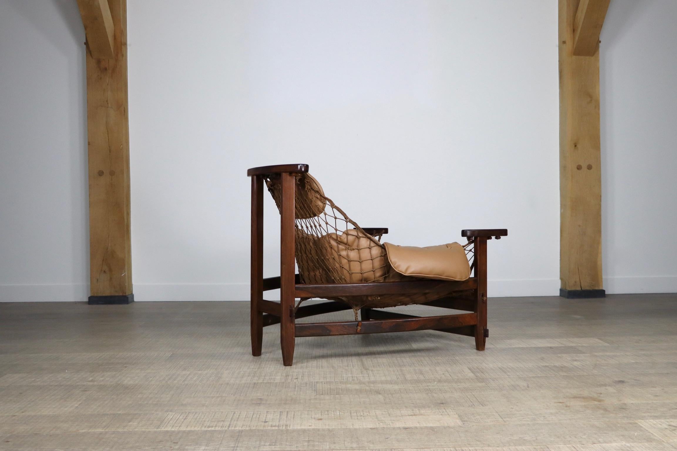 Jangada Lounge Chair in tan leather by Jean Gillon, Brazil 1960s 8