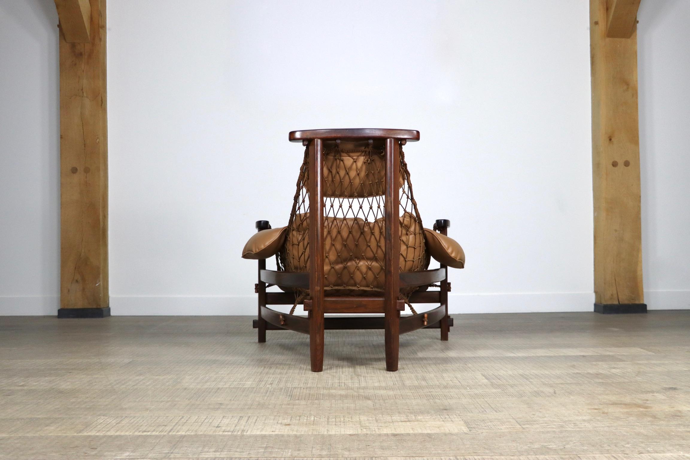 Jangada Lounge Chair in tan leather by Jean Gillon, Brazil 1960s 9