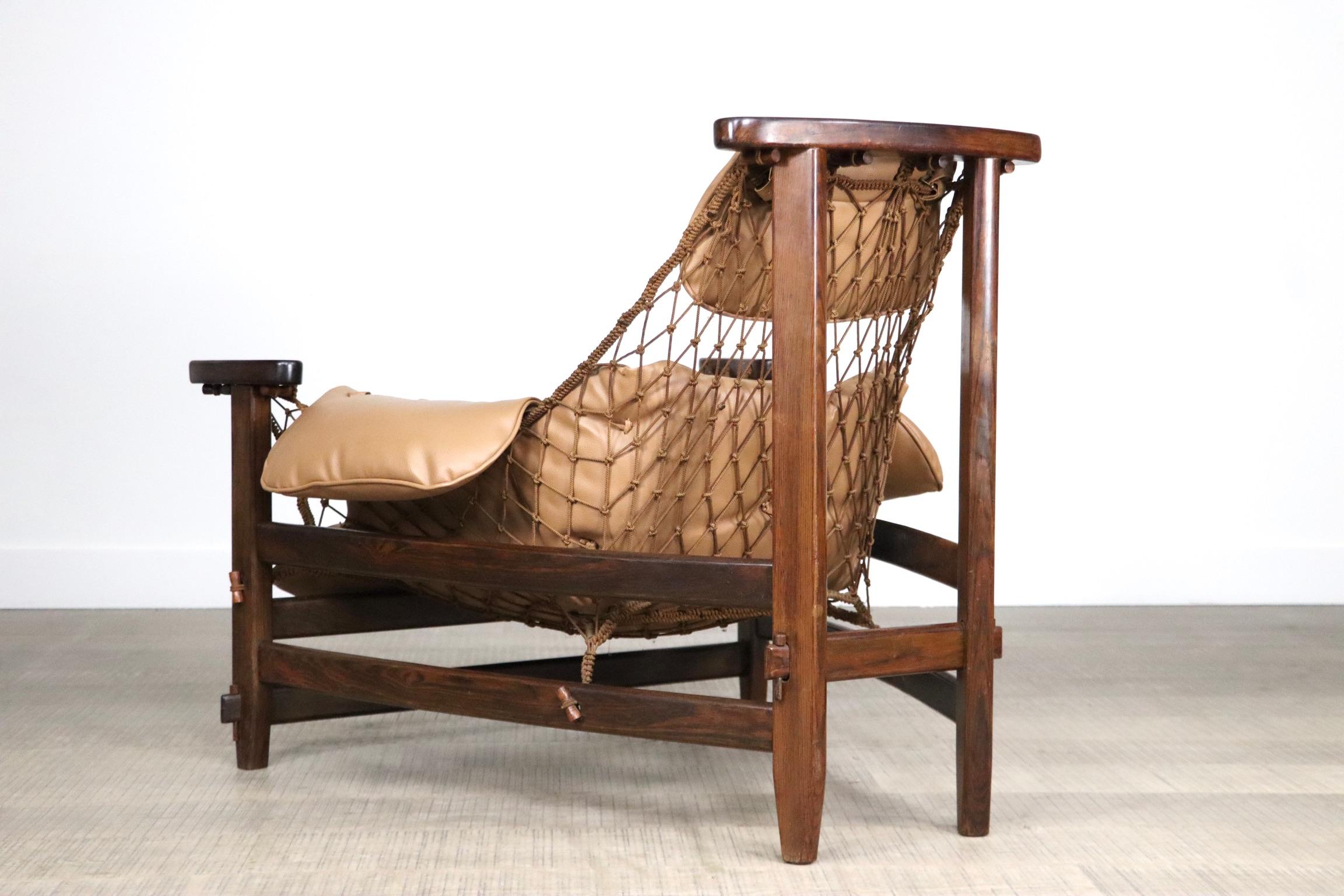Jangada Lounge Chair in tan leather by Jean Gillon, Brazil 1960s 10