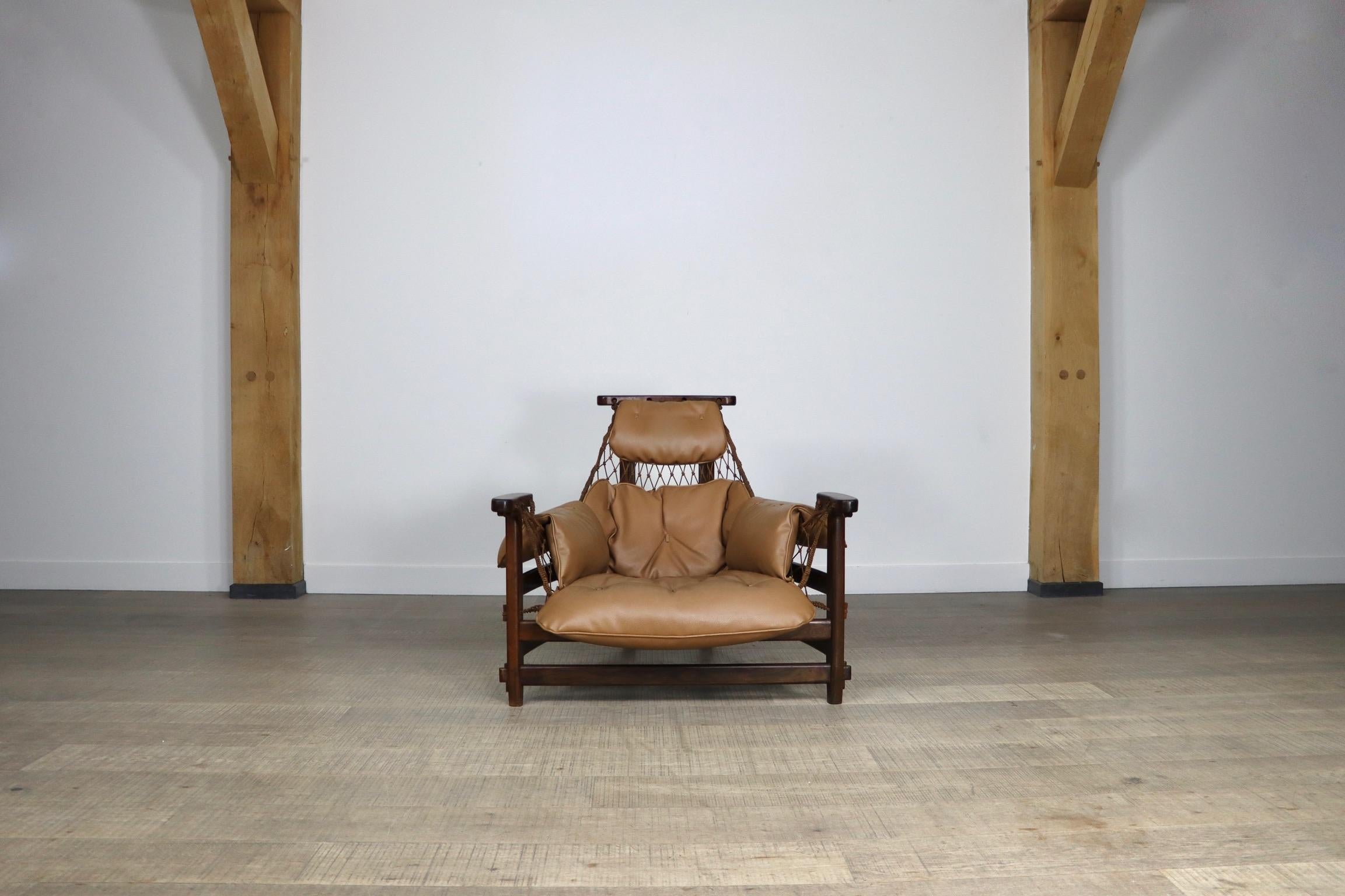 Iconic Brazilian Jangada Lounge Chair by Jean Gillon, 1960s.
This breathtaking design inspired by the markets and fishermen of Brazil, is often seen and referred to as Jean Gillon's most celebrated work. The Jangada chair is made of a beautiful