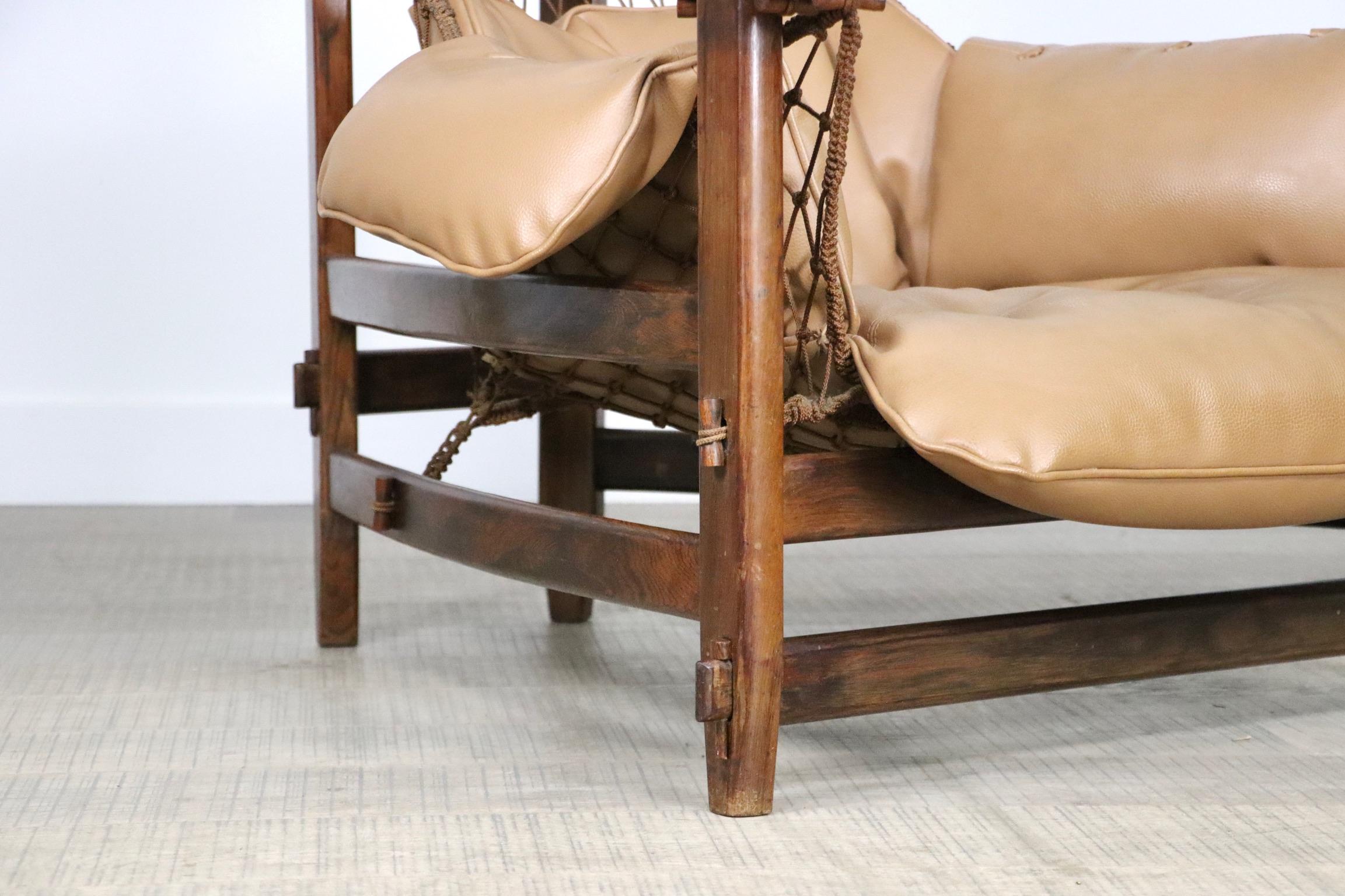 Jangada Lounge Chair in tan leather by Jean Gillon, Brazil 1960s 2