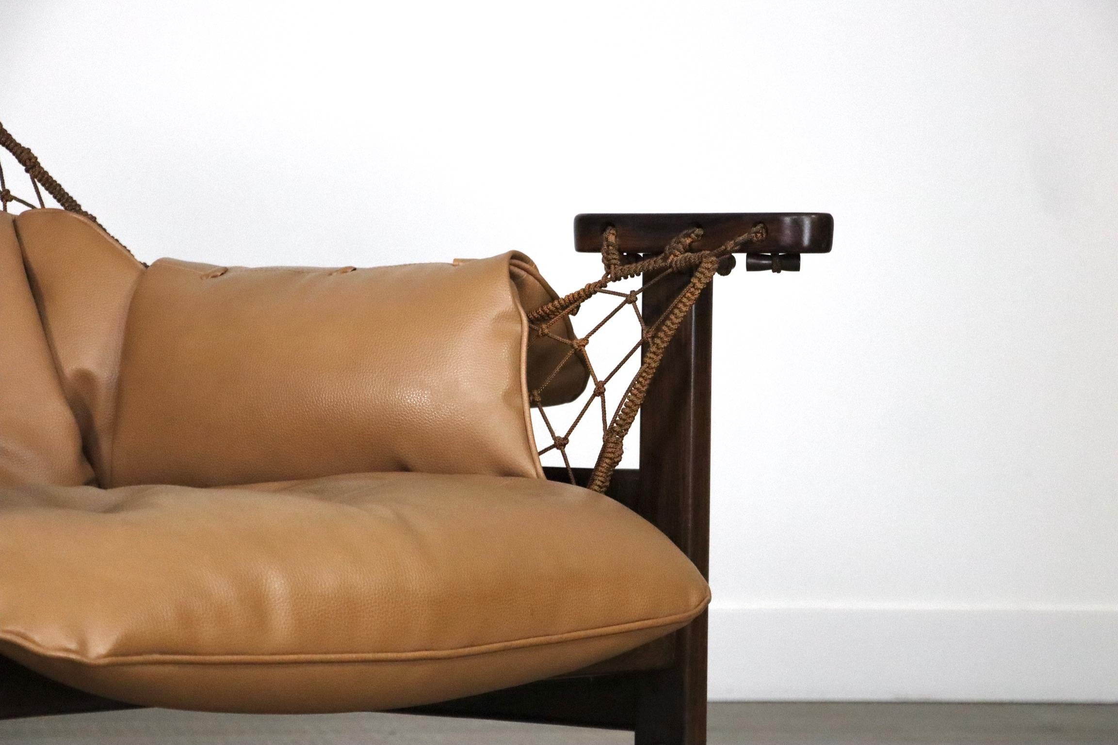 Jangada Lounge Chair in tan leather by Jean Gillon, Brazil 1960s 3