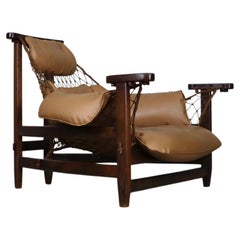 Vintage Jangada Lounge Chair in tan leather by Jean Gillon, Brazil 1960s