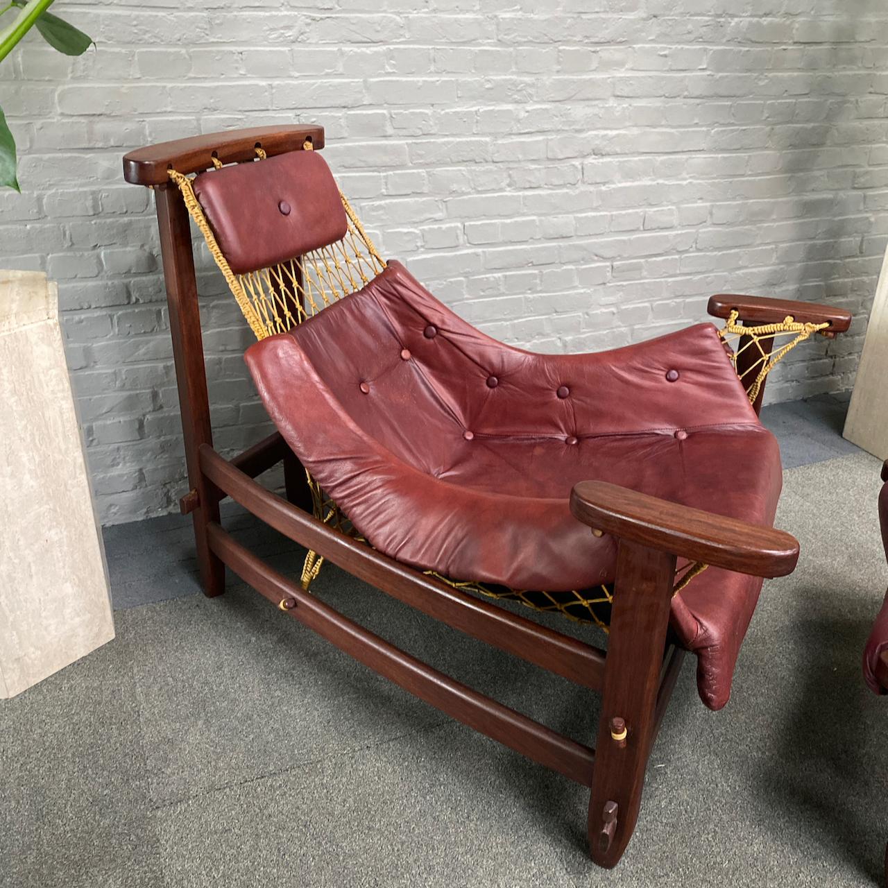 Mid-Century Modern Jangada lounge chair with ottoman by Jean Gillon - Mid Century Modern - Brazil For Sale