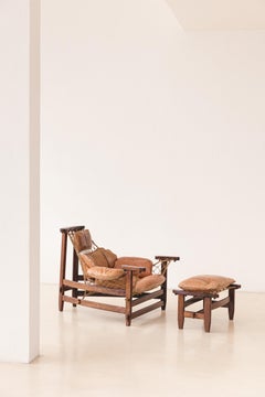 Jangada con sillón otomano de Jean Gillon, diseño brasileño de mediados de siglo, 1968