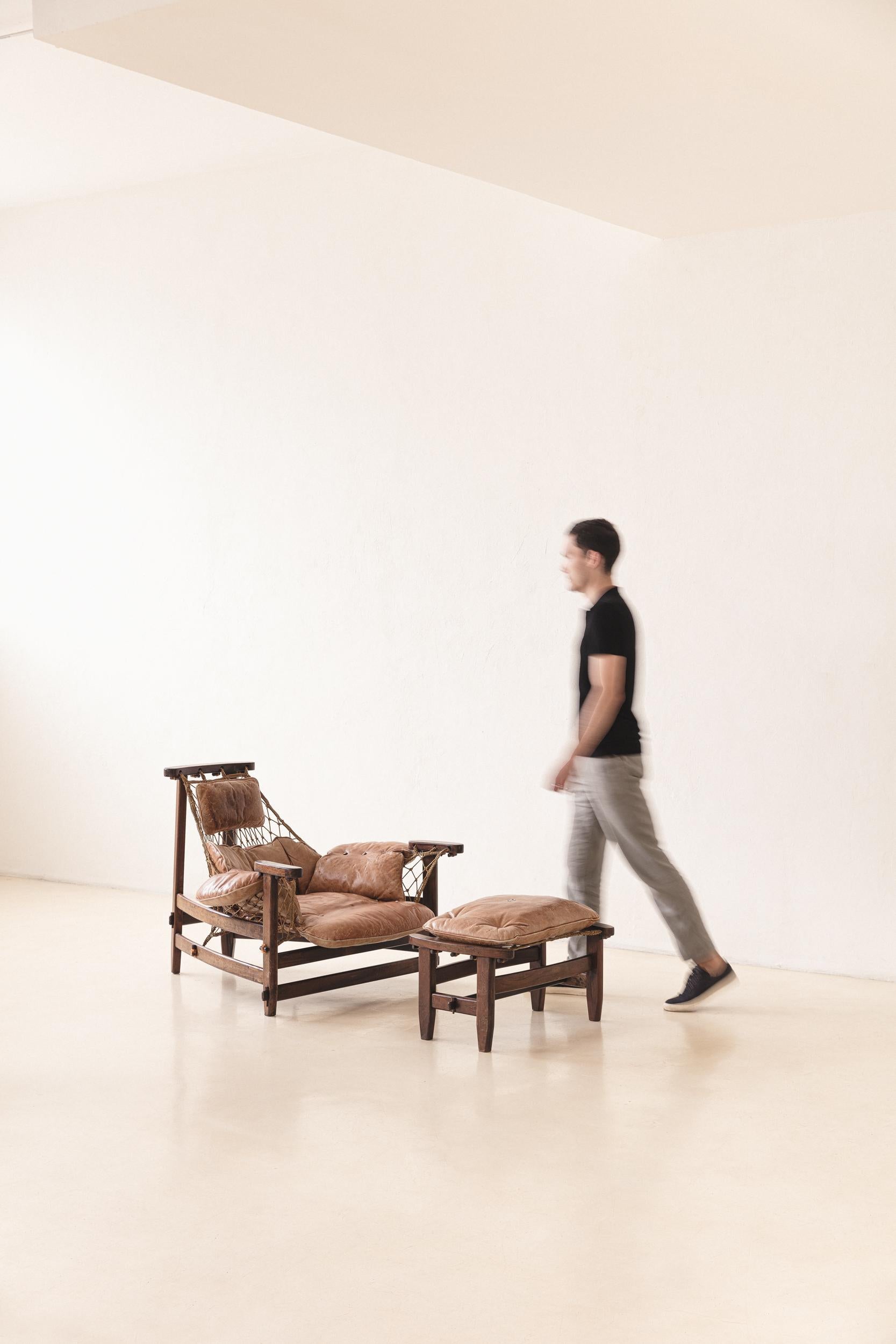 Jangada with Ottoman Armchair By Jean Gillon, Brazilian Midcentury Design, 1968 For Sale 1