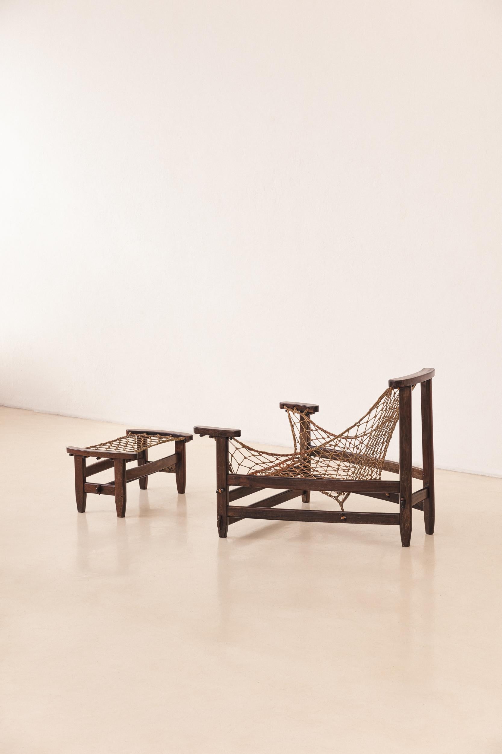 Jangada with Ottoman Armchair By Jean Gillon, Brazilian Midcentury Design, 1968 For Sale 2