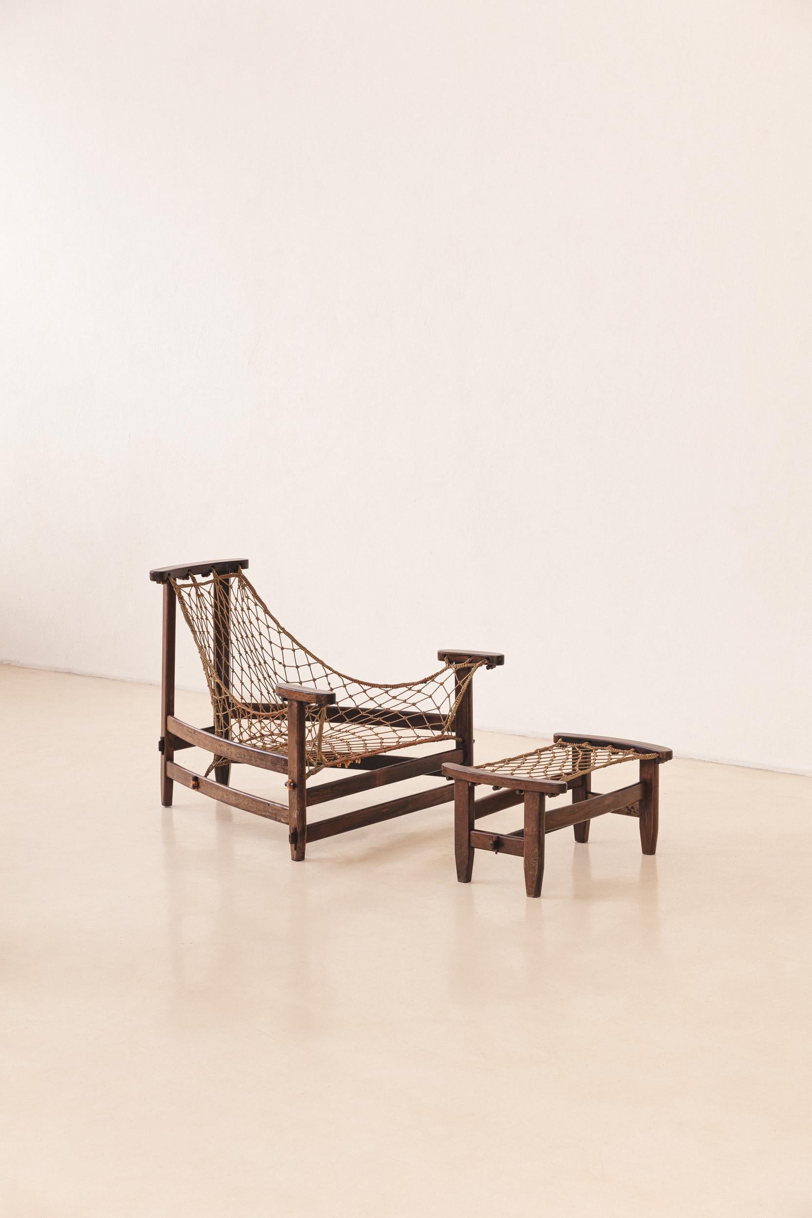 Jangada with Ottoman Armchair By Jean Gillon, Brazilian Midcentury Design, 1968 For Sale 3