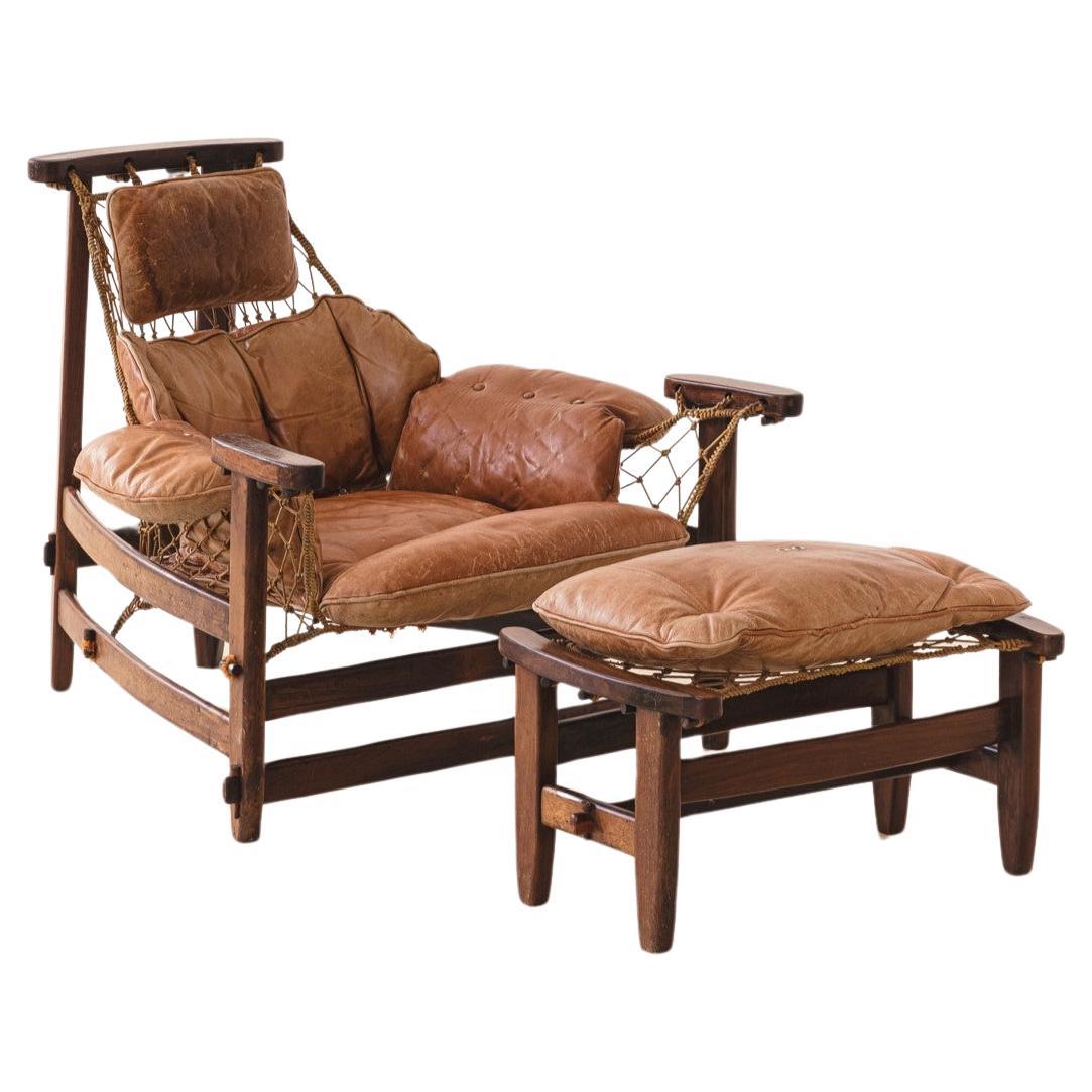Jangada with Ottoman Armchair By Jean Gillon, Brazilian Midcentury Design, 1968