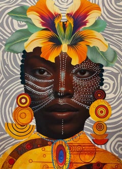 "Colors of Courage" Woman wearing floral headdress and colorful jewelry