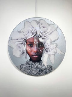 "Crowned in Culture" Young Black Girl adorned with flower crown and silver